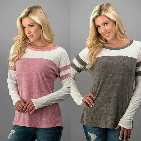 Varsity Round Neck Shirt with Dolphin Hems