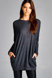 Loose fit, long sleeve, round neck tunic top