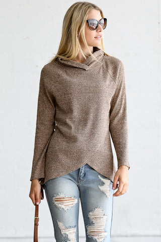 Long sleeve top with cowl neck