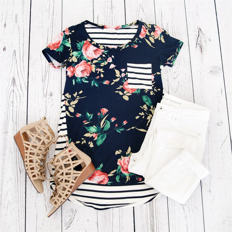 Floral and Stripe top PREORDER